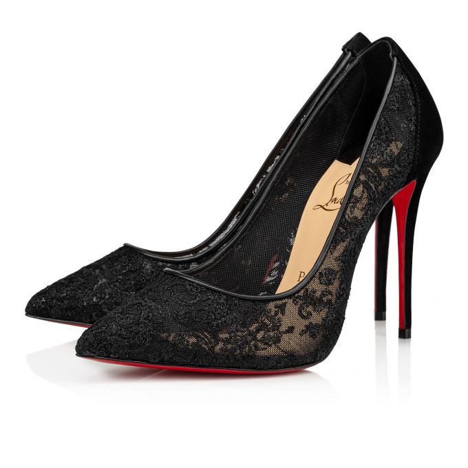 Christian Louboutin Follies Blonder 100 Version Dentelle Pumps Pumps Dame Sort | DK-66088