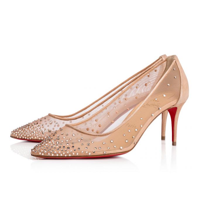 Christian Louboutin Follies Strass 070 70 Version Light Silk Strass Pumps Pumps Dame Beige | DK-79641