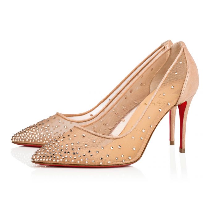 Christian Louboutin Follies Strass 085 85 Version Light Silk Ruskind Pumps Pumps Dame Beige | DK-72557