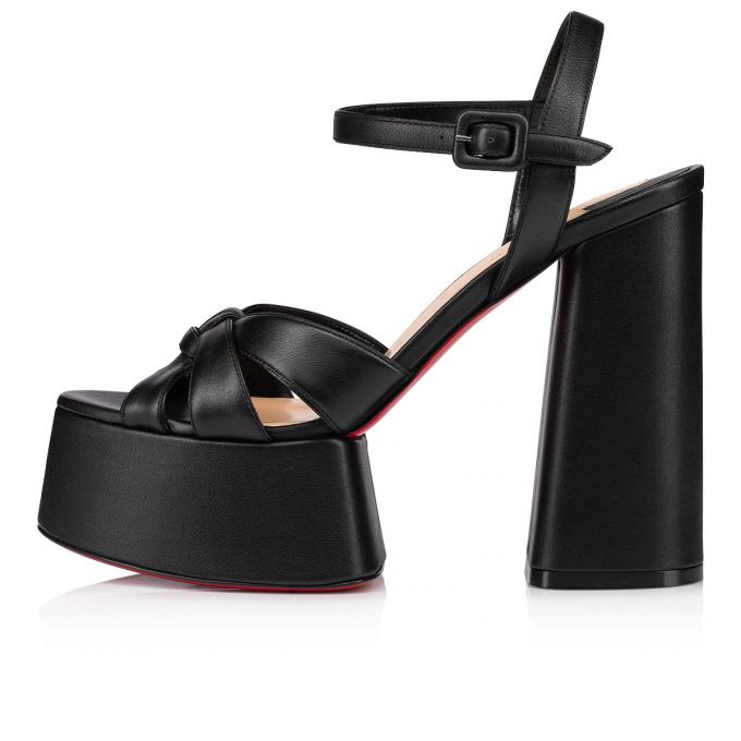 Christian Louboutin Foolanjalili 130 Calf Sandals Sandaler Dame Sort | DK-87255