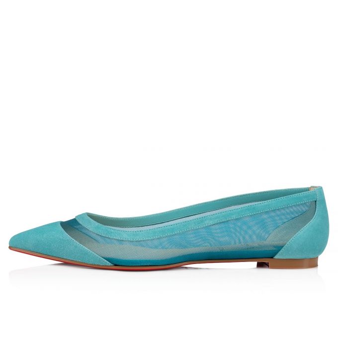 Christian Louboutin Galativi 000 Version Noumea Veau Velours Flats Flats Dame Turkis | DK-19170