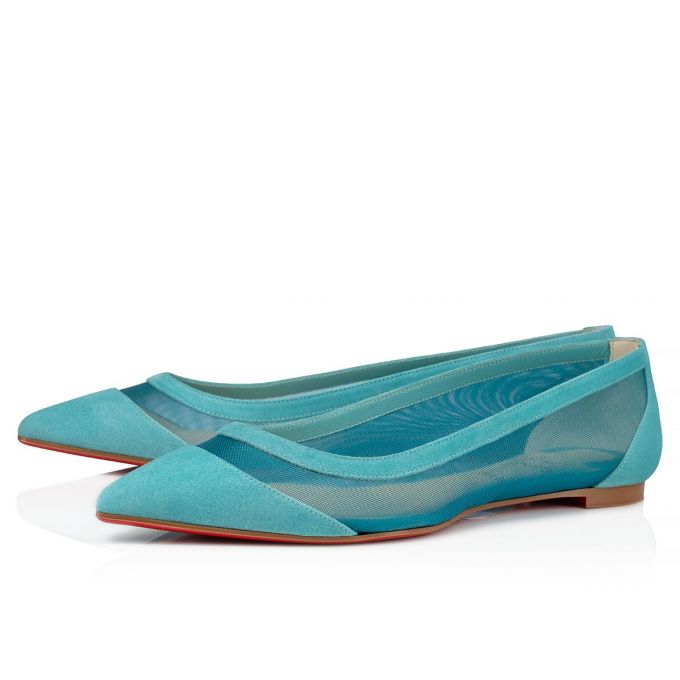 Christian Louboutin Galativi 000 Version Noumea Veau Velours Flats Flats Dame Turkis | DK-19170