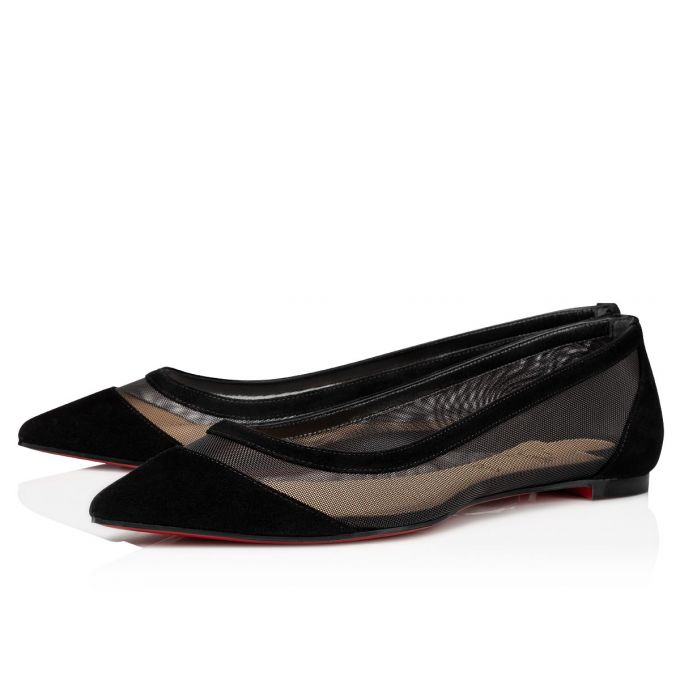 Christian Louboutin Galativi 000 Version Veau Velours Flats Flats Dame Sort | DK-27386