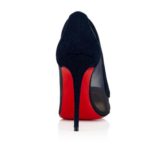 Christian Louboutin Galativi 100 100 Version Marine Veau Velours Pumps Pumps Dame Mørkeblå | DK-61165