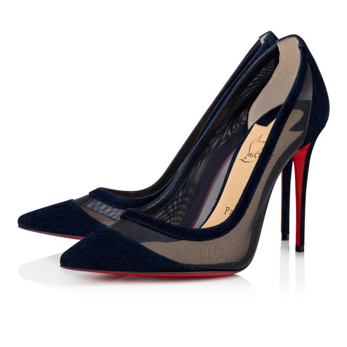 Christian Louboutin Galativi 100 100 Version Marine Veau Velours Pumps Pumps Dame Mørkeblå | DK-61165