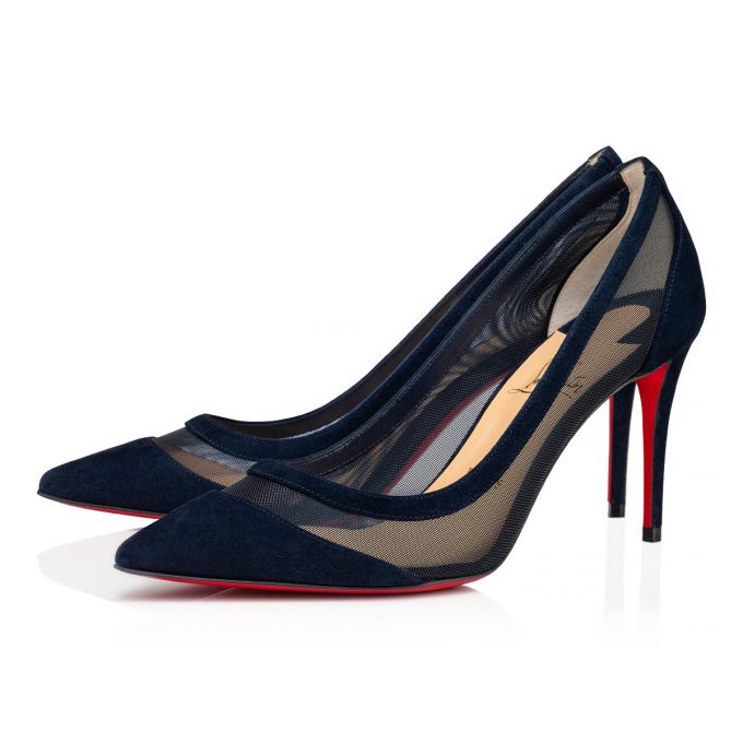 Christian Louboutin Galativi 85 Version Marine Veau Velours Pumps Pumps Dame Mørkeblå | DK-48169