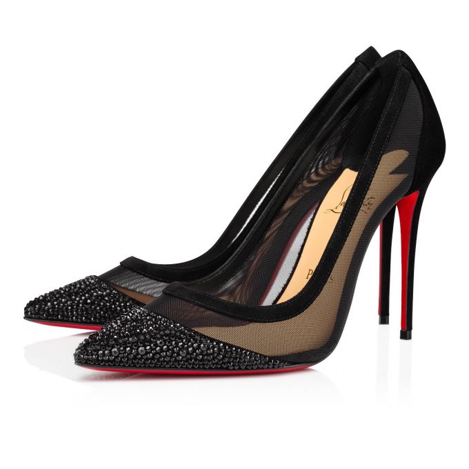 Christian Louboutin Galativi P Strass 100 Version Classic Fabric Pumps Pumps Dame Sort | DK-39864