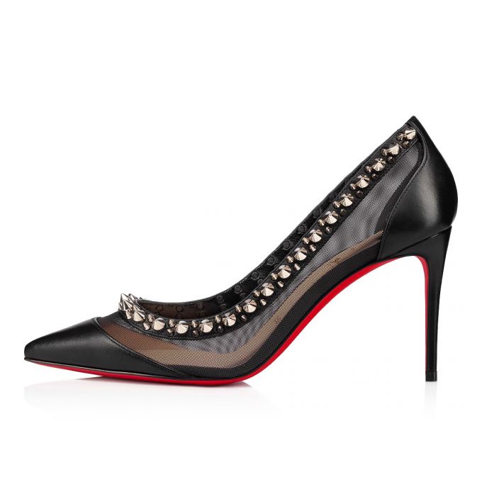 Christian Louboutin Galativi Spikes 85 Fishnet Pumps Pumps Dame Sort Sølv | DK-56368