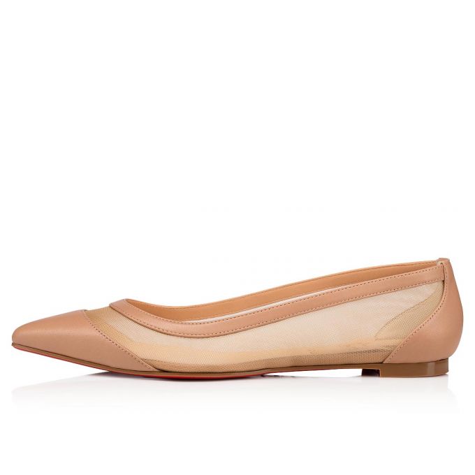 Christian Louboutin Galativi Version Classic Fabric Flats Flats Dame Beige | DK-90294