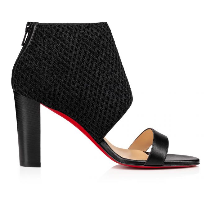 Christian Louboutin Georgette Boot 85 Lucido Mesh Sandals Sandaler Dame Sort | DK-73990