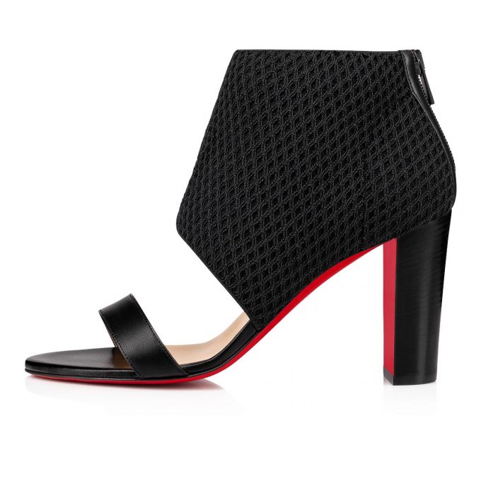 Christian Louboutin Georgette Boot 85 Lucido Mesh Sandals Sandaler Dame Sort | DK-73990