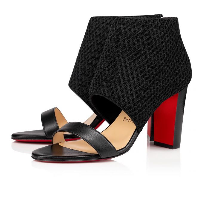 Christian Louboutin Georgette Boot 85 Lucido Mesh Sandals Sandaler Dame Sort | DK-73990