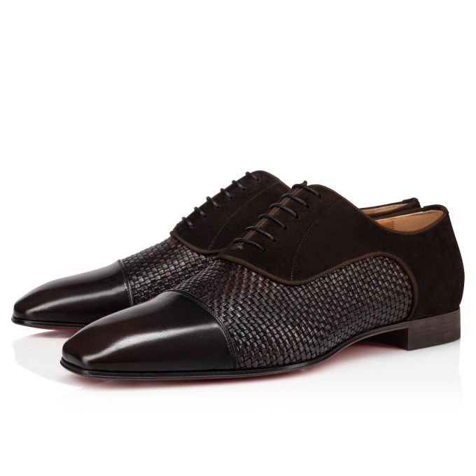 Christian Louboutin Greggo Dark Creative Læder Oxford Oxford Sko Herre Mørkebrune | DK-29758