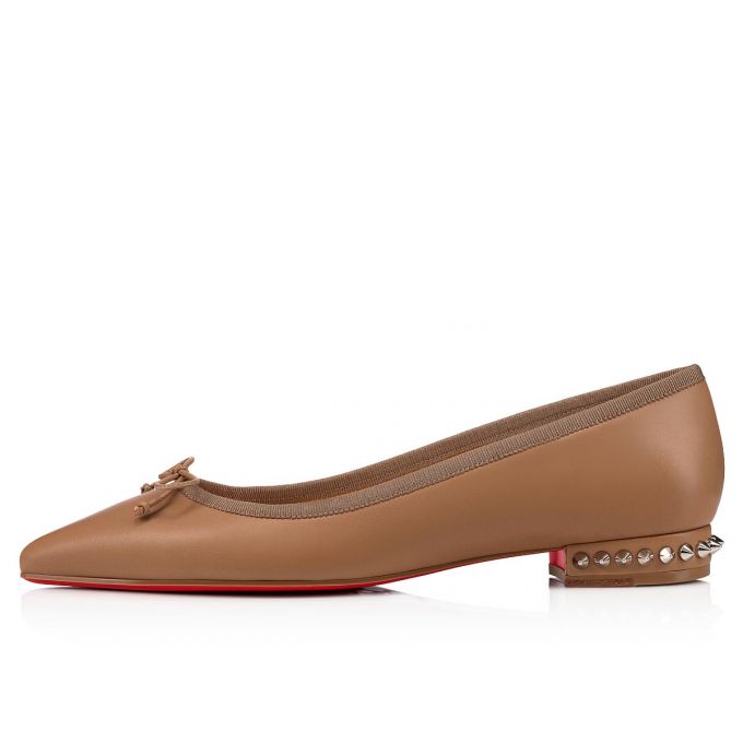 Christian Louboutin Hall 000 Version Fennec Nappa Flats Flats Dame Khaki | DK-88713