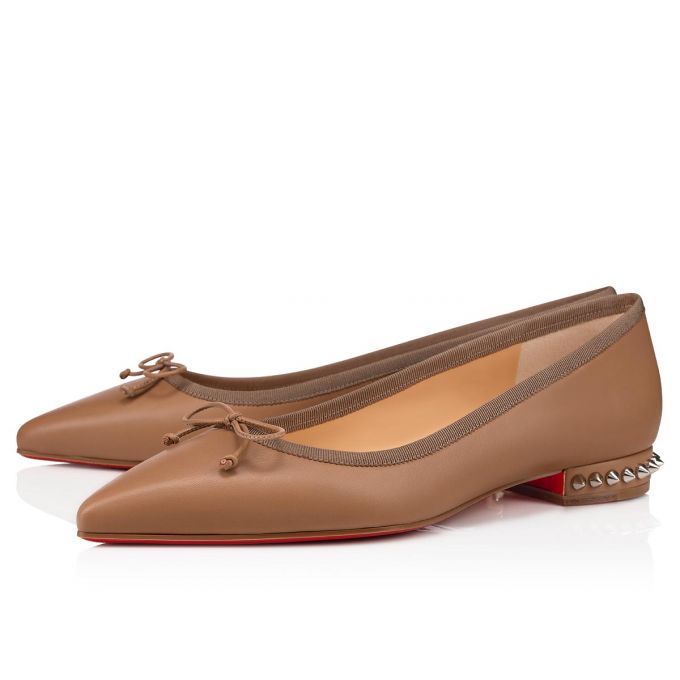 Christian Louboutin Hall 000 Version Fennec Nappa Flats Flats Dame Khaki | DK-88713