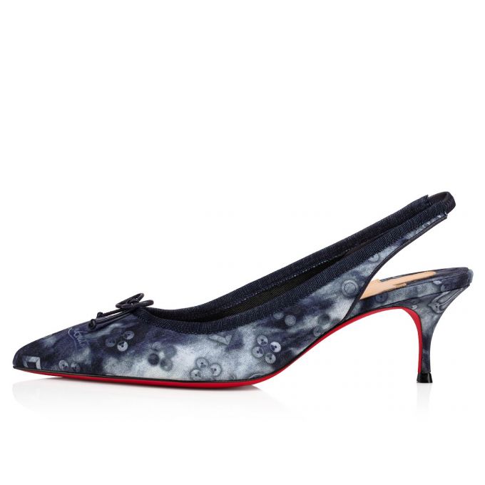 Christian Louboutin Hall Sling Pump 55 Bomulds Pumps Pumps Dame Flerfarvede Blå | DK-26494