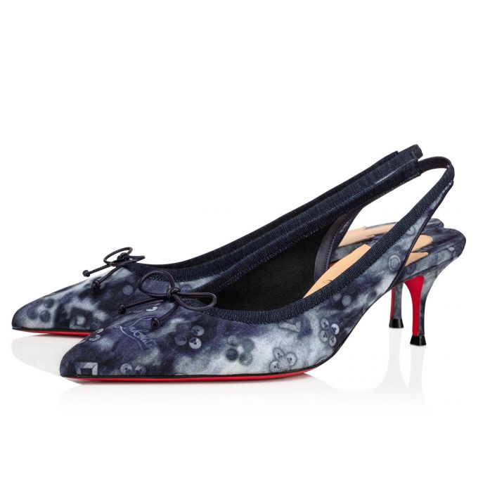 Christian Louboutin Hall Sling Pump 55 Bomulds Pumps Pumps Dame Flerfarvede Blå | DK-26494