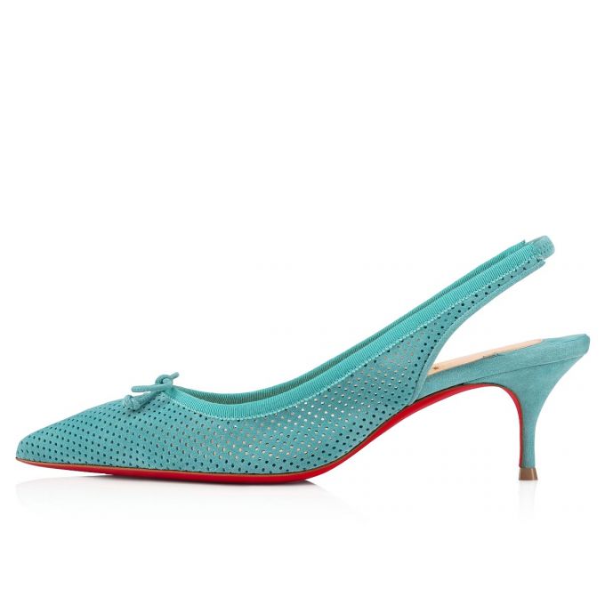 Christian Louboutin Hall Sling Pump 55 Veau Velours Pumps Pumps Dame Blå | DK-32666