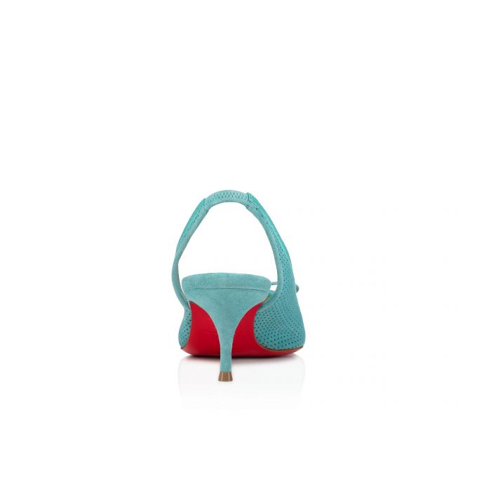 Christian Louboutin Hall Sling Pump 55 Veau Velours Pumps Pumps Dame Blå | DK-32666