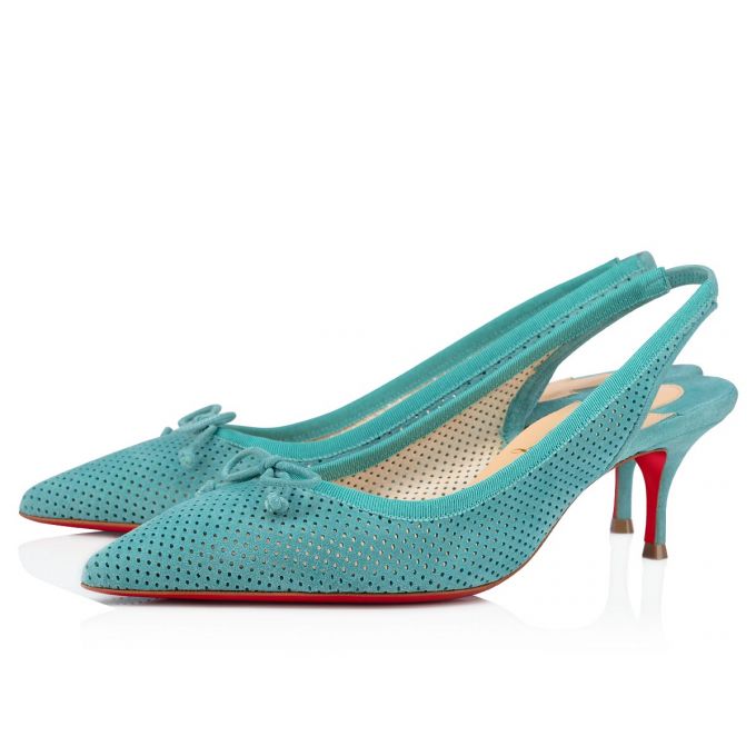 Christian Louboutin Hall Sling Pump 55 Veau Velours Pumps Pumps Dame Blå | DK-32666