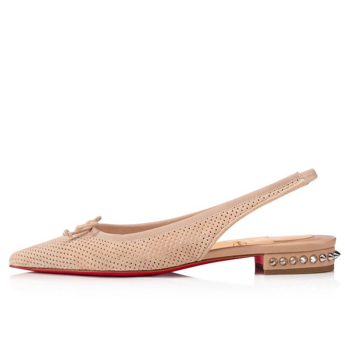 Christian Louboutin Hall Sling Veau Velours Sandals Sandaler Dame Beige | DK-50651