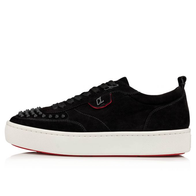 Christian Louboutin Happyrui Spikes 000 Mat Veau Velours Sneakers Sneakers Herre Sort | DK-80010