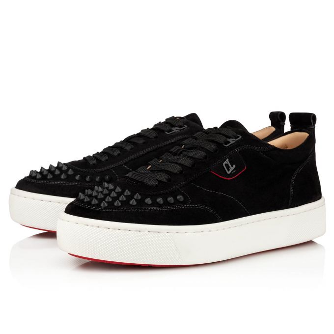 Christian Louboutin Happyrui Spikes 000 Mat Veau Velours Sneakers Sneakers Herre Sort | DK-80010