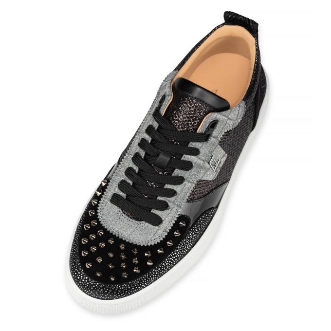 Christian Louboutin Happyrui Spikes Creative Læder Sneakers Sneakers Herre Sort Sølv | DK-37159