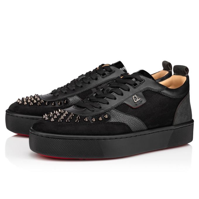 Christian Louboutin Happyrui Spikes Version Creative Fabric Sneakers Sneakers Herre Sort | DK-38415