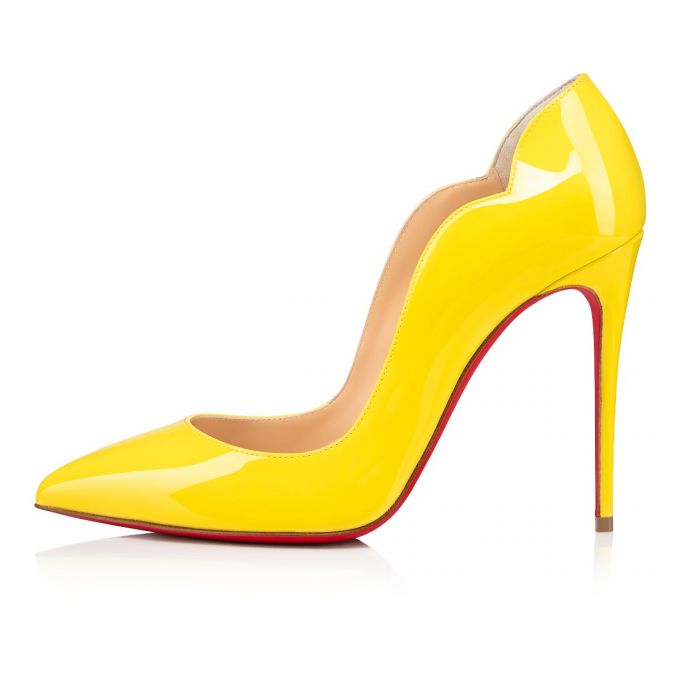 Christian Louboutin Hot Chick 100 100 Citronnade Lak Pumps Pumps Dame Gul | DK-50619