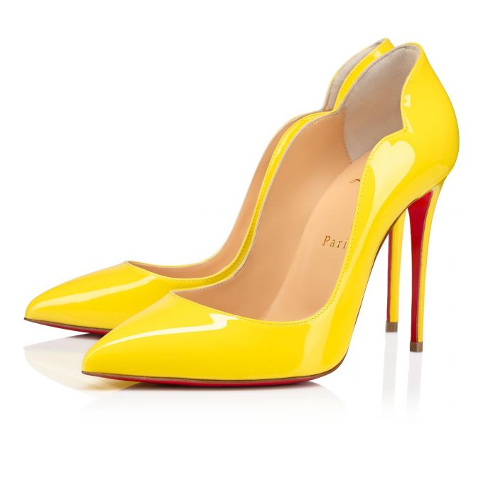 Christian Louboutin Hot Chick 100 100 Citronnade Lak Pumps Pumps Dame Gul | DK-50619