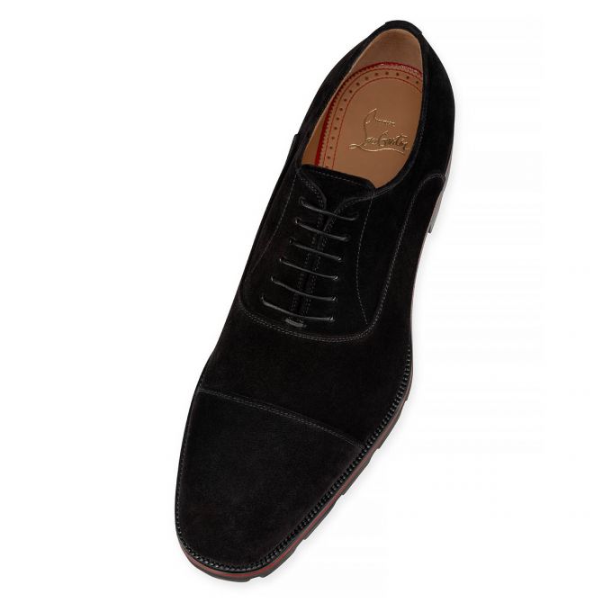 Christian Louboutin Hubertus 000 Veau Velours Oxford Oxford Sko Herre Sort | DK-81622