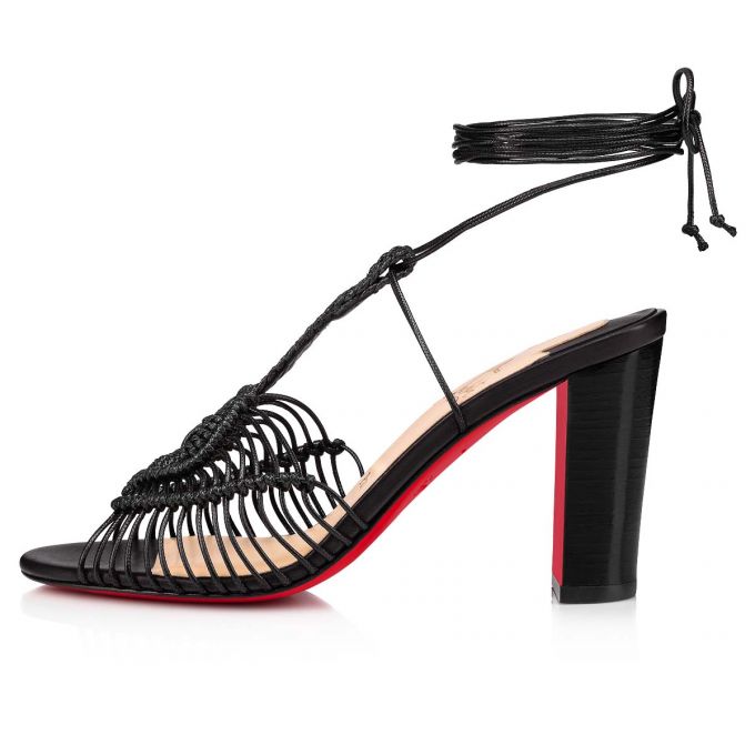 Christian Louboutin Janis In Heels 85 Lucido Calf Sandals Sandaler Dame Sort | DK-24181