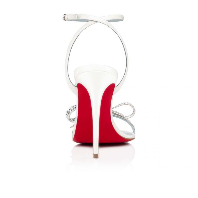 Christian Louboutin Jewel Queen 100 Crepe Satin/Fabric Sandals Sandaler Dame Hvide Rød | DK-87479