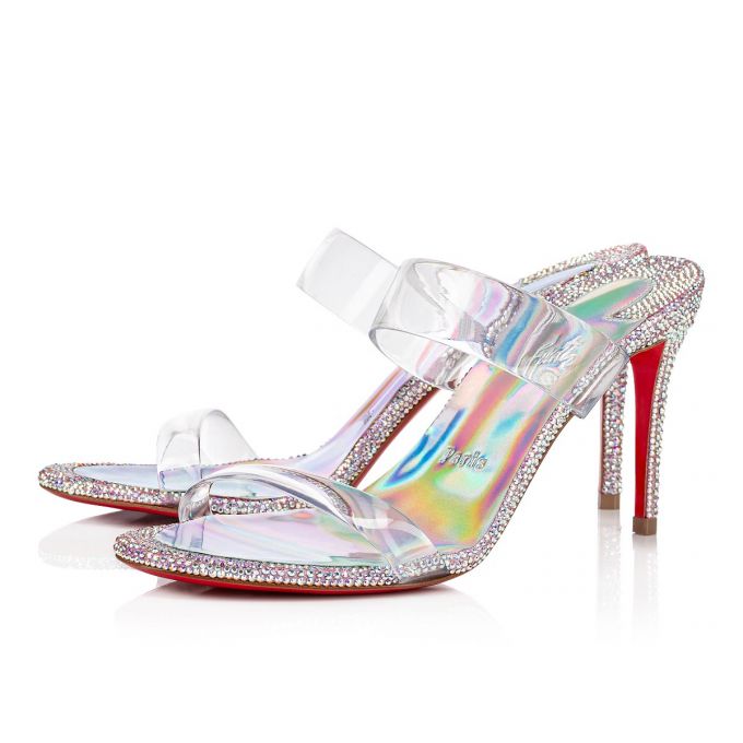 Christian Louboutin Just Strass 85 Ruskind Sandals Sandaler Dame Lyserød Flerfarvede | DK-90410