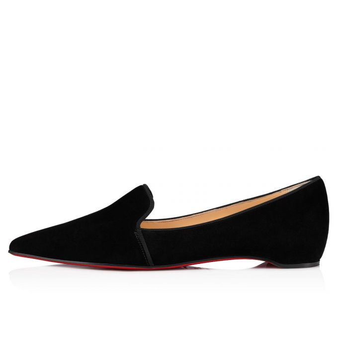 Christian Louboutin Kashasha Veau Velours Flats Flats Dame Sort | DK-19162