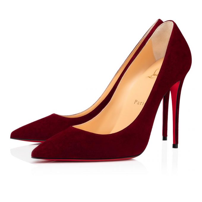 Christian Louboutin Kate 100 100 Tanin Veau Velours Pumps Pumps Dame Bordeaux | DK-83652