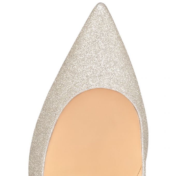 Christian Louboutin Kate 85 Ivory Glitter Pumps Pumps Dame Sølv | DK-99867