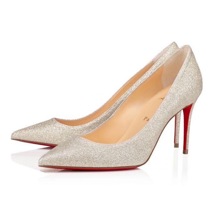 Christian Louboutin Kate 85 Ivory Glitter Pumps Pumps Dame Sølv | DK-99867