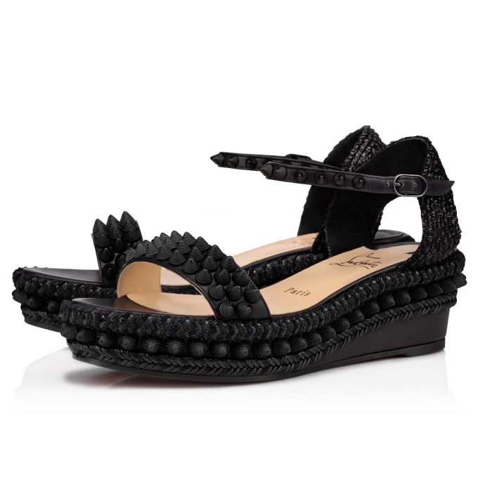 Christian Louboutin Lata 60 Calf Espadrilles Espadrilles Dame Sort | DK-08809