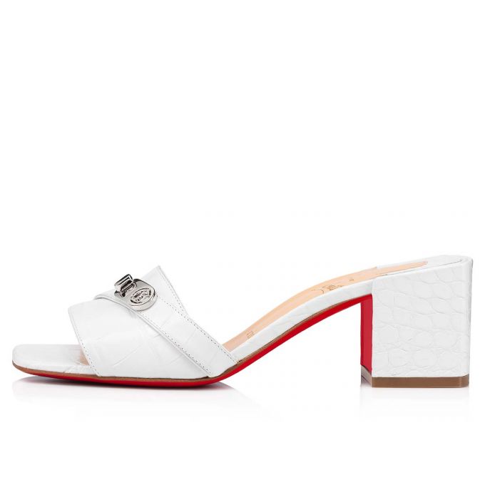 Christian Louboutin Lock Art 55 Calf Sandals Sandaler Dame Hvide | DK-97992