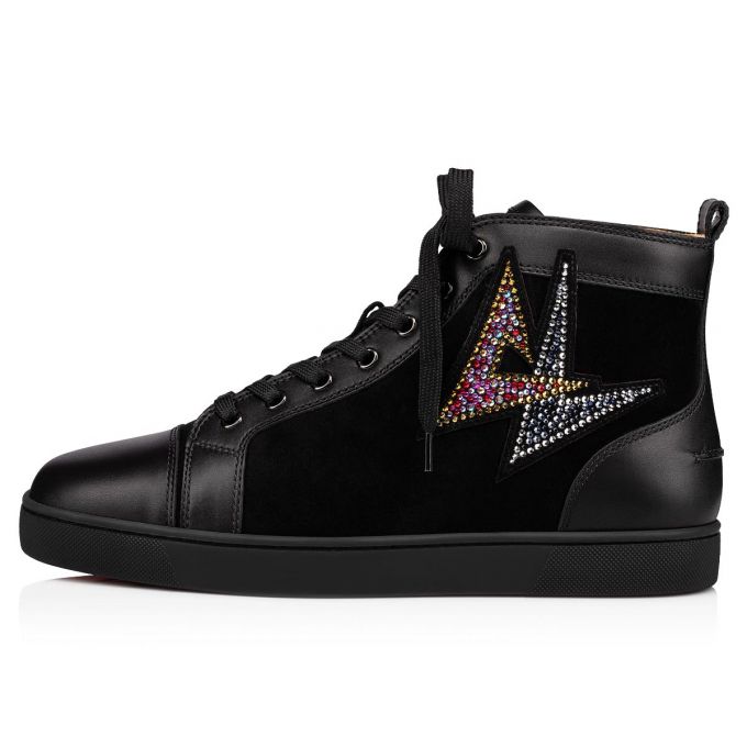 Christian Louboutin Lou Oui Veau Velours Sneakers Sneakers Herre Sort | DK-47438