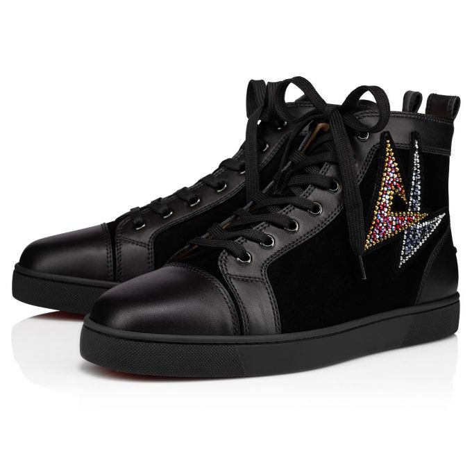 Christian Louboutin Lou Oui Veau Velours Sneakers Sneakers Herre Sort | DK-47438