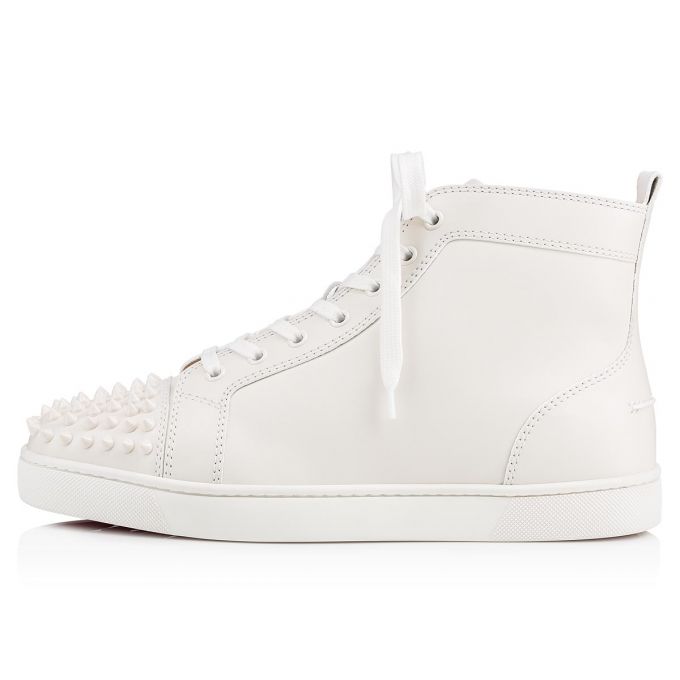 Christian Louboutin Lou Spikes 000 Calf Sneakers Sneakers Herre Hvide | DK-90992