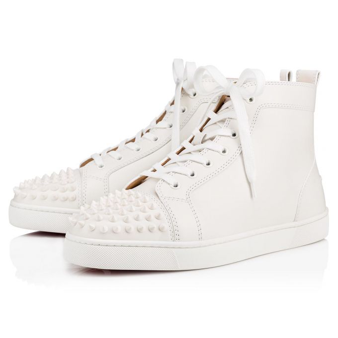 Christian Louboutin Lou Spikes 000 Calf Sneakers Sneakers Herre Hvide | DK-90992