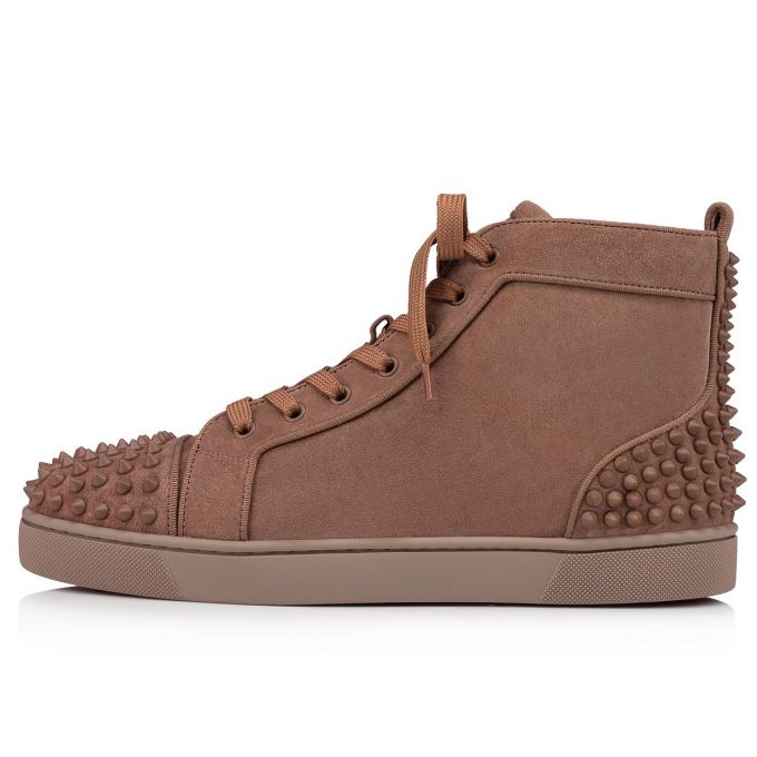 Christian Louboutin Lou Spikes 2 000 Mat Veau Velours Sneakers Sneakers Herre Brune | DK-74279