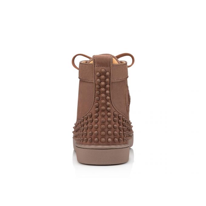 Christian Louboutin Lou Spikes 2 000 Mat Veau Velours Sneakers Sneakers Herre Brune | DK-74279