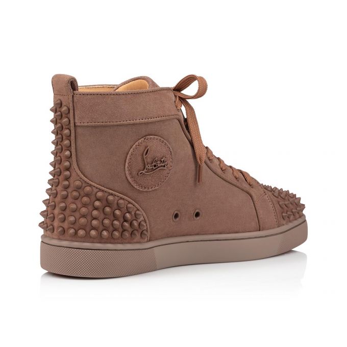 Christian Louboutin Lou Spikes 2 000 Mat Veau Velours Sneakers Sneakers Herre Brune | DK-74279