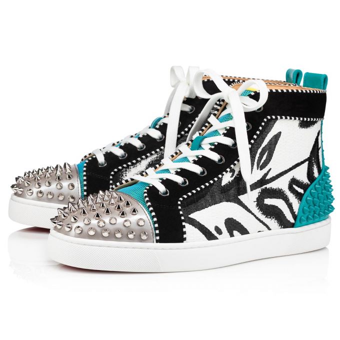 Christian Louboutin Lou Spikes 2 Bomulds Sneakers Sneakers Herre Flerfarvede | DK-36877