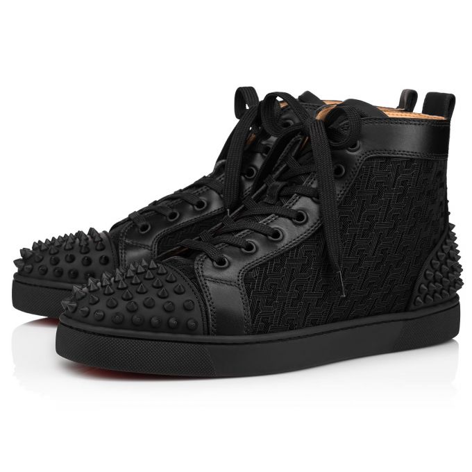 Christian Louboutin Lou Spikes 2 Bomulds Sneakers Sneakers Herre Sort | DK-69536